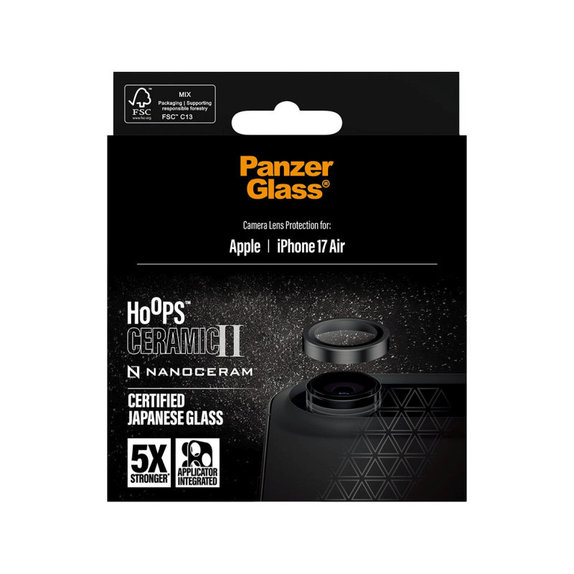 Protezione lente fotocamera Hoops Ceramic II per iPhone Air, Nero, PanzerGlass
