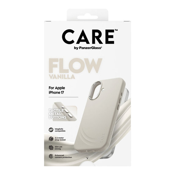 Cover FLOW con MagSafe per iPhone 17, Vanilla, CARE