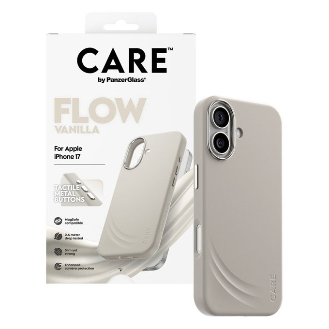 Cover FLOW con MagSafe per iPhone 17, Vanilla, CARE