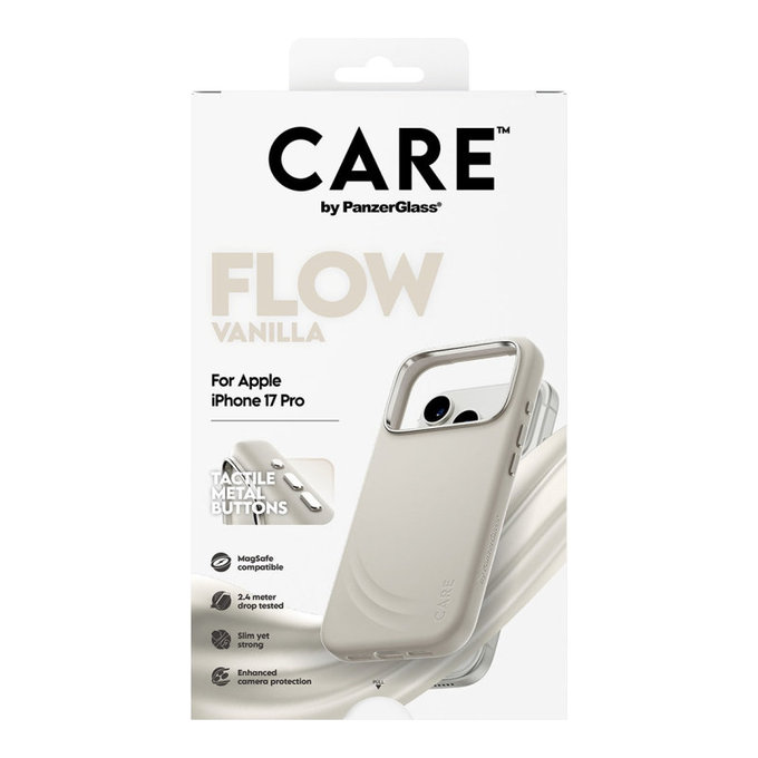 Cover FLOW con MagSafe per iPhone 17 Pro, Vanilla, CARE