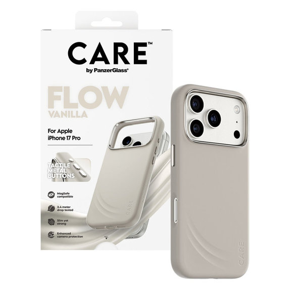 Cover FLOW con MagSafe per iPhone 17 Pro, Vanilla, CARE