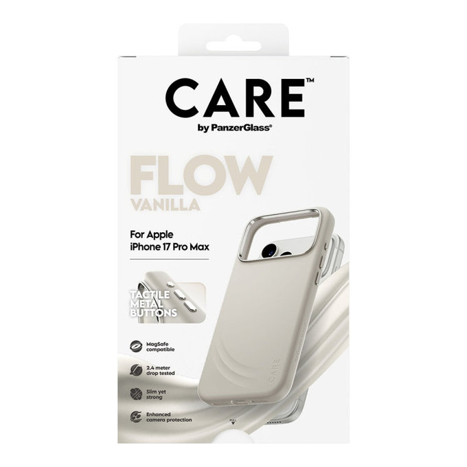 Cover FLOW con MagSafe per iPhone 17 Pro Max, Vanilla, CARE
