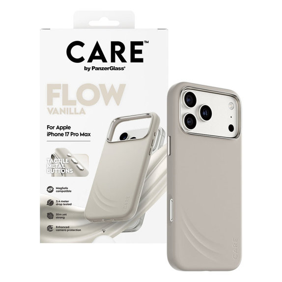Cover FLOW con MagSafe per iPhone 17 Pro Max, Vanilla, CARE