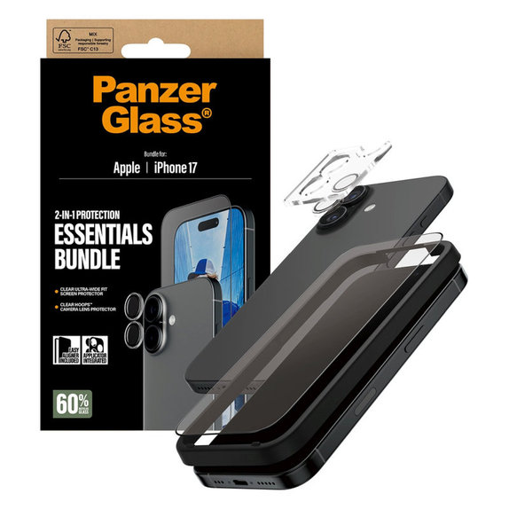 Bundle Essentials 2 in 1 per iPhone 17, PanzerGlass
