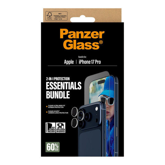Bundle Essentials 2 in 1 per iPhone 17 Pro, PanzerGlass