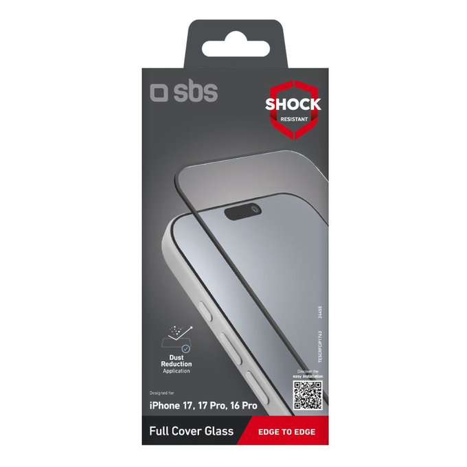 Vetro temperato Full Cover per iPhone 17/17 Pro/16 Pro, Black, SBS