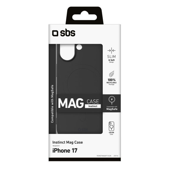 Custodia Instinct Mag compatibile con MagSafe per iPhone 17, Black, SBS