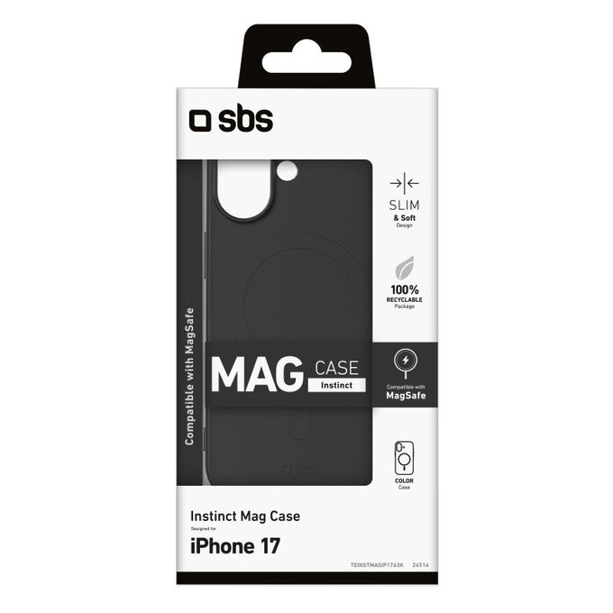 Custodia Instinct Mag compatibile con MagSafe per iPhone 17, Black, SBS
