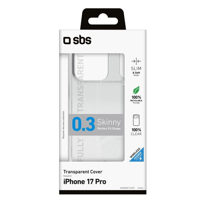 Custodia Skinny per iPhone 17 Pro, Transparent, SBS