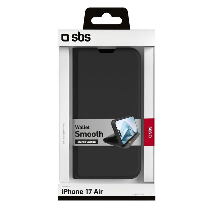 Custodia Book Wallet Smooth per iPhone Air, Black, SBS