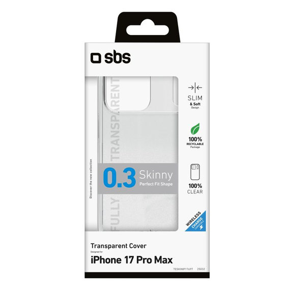 Custodia Skinny per iPhone 17 Pro Max, Transparent, SBS