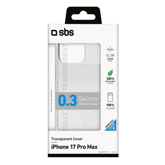 Custodia Skinny per iPhone 17 Pro Max, Transparent, SBS