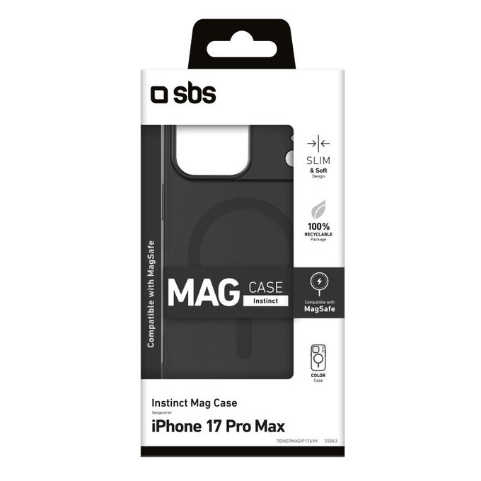 Custodia Instinct Mag compatibile con MagSafe per iPhone 17 Pro Max, Black, SBS