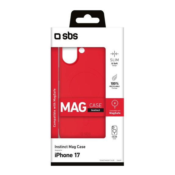 Custodia Instinct Mag compatibile con MagSafe per iPhone 17, Red, SBS