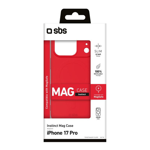 Custodia Instinct Mag compatibile con MagSafe per iPhone 17 Pro, Red, SBS