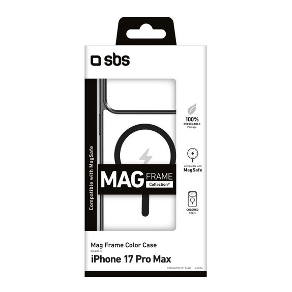 Custodia Mag Frame compatibile con MagSafe per iPhone 17 Pro Max, Black, SBS