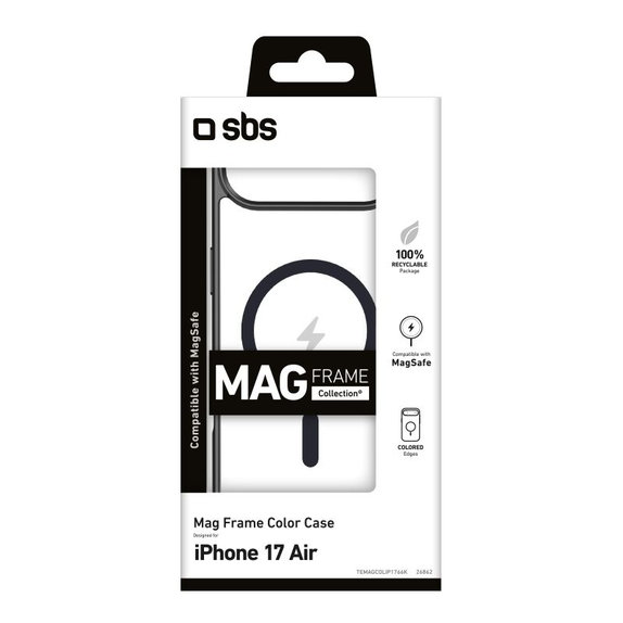 Custodia Mag Frame compatibile con MagSafe per iPhone Air, Black, SBS