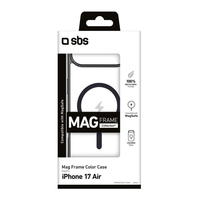 Custodia Mag Frame compatibile con MagSafe per iPhone Air, Black, SBS