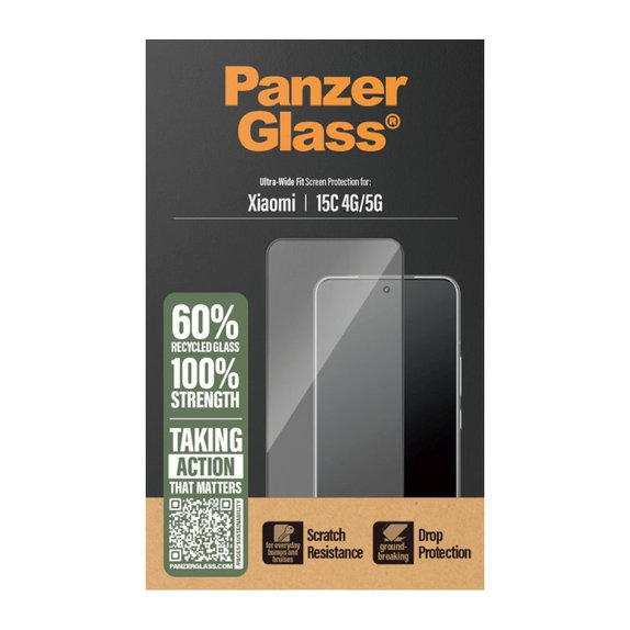 Vetro temperato UWF per Xiaomi 15C/15C 5G, Nero, PanzerGlass