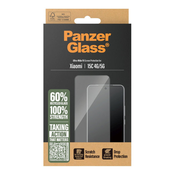 Vetro temperato UWF per Xiaomi 15C/15C 5G, Nero, PanzerGlass