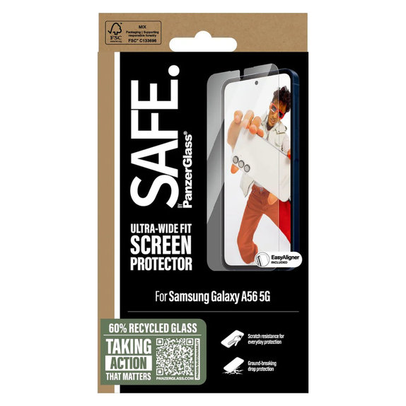 Vetro temperato UWF con applicatore per Samsung Galaxy A56 5G, Trasparente, SAFE by PanzerGlass