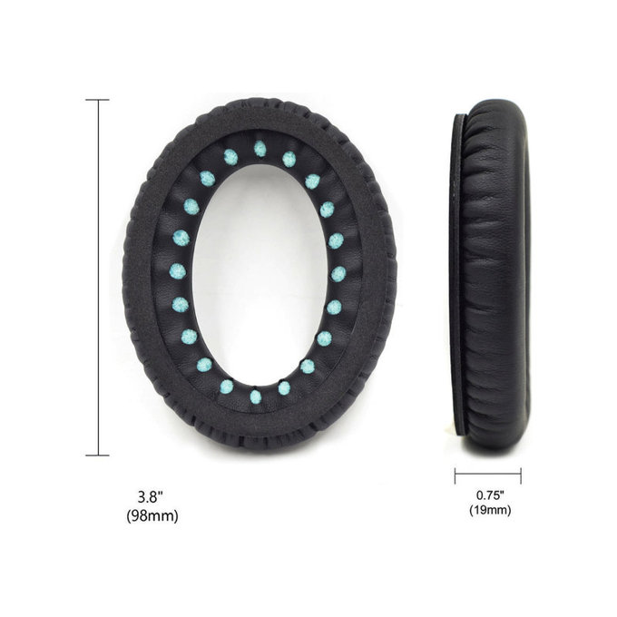 Cuscinetti auricolari di ricambio per Bose QC25, QC35, QC45, Memory foam and PU leather, Black, Cooling Gel, 1 paio