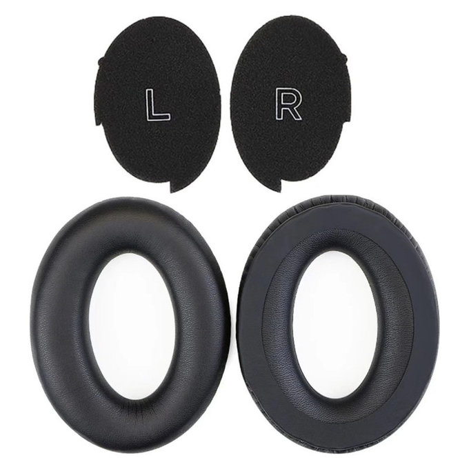 Cuscinetti auricolari di ricambio per Bose A30, PU Leather, Black, 1 paio