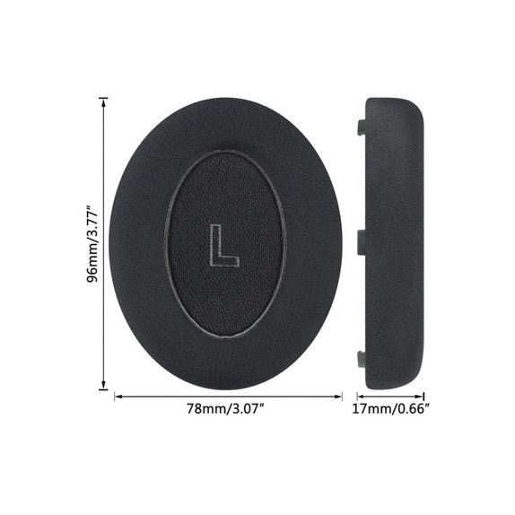 Cuscinetti auricolari di ricambio per Bose QC Ultra, Memory foam, Textile and Leather, Black, Cooling Gel, 1 paio