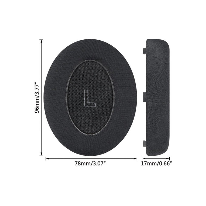Cuscinetti auricolari di ricambio per Bose QC Ultra, Memory foam, Textile and Leather, Black, Cooling Gel, 1 paio