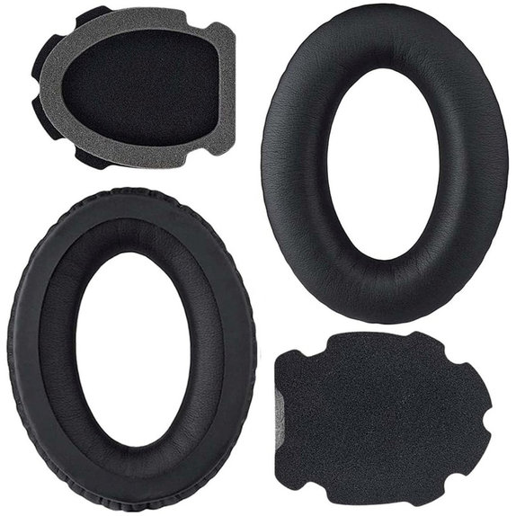 Cuscinetti auricolari di ricambio per Bose Aviation A10, A20, Memory foam and PU leather, Black, 1 paio