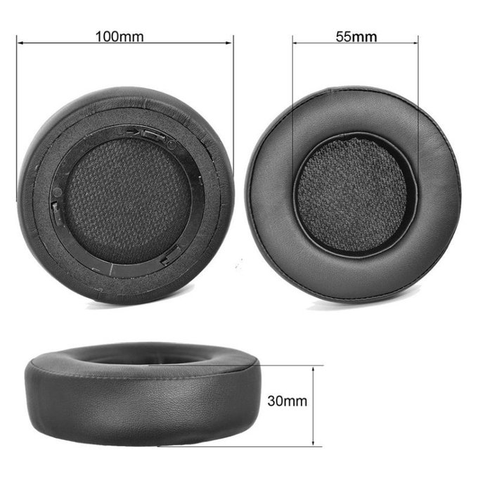 Cuscinetti auricolari di ricambio per Corsair Virtuoso RGB, Memory foam and PU leather, Black, 1 paio