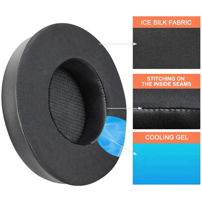 Cuscinetti auricolari di ricambio per Corsair Virtuoso RGB, Memory foam and Textile, Black, Cooling Gel, 1 paio