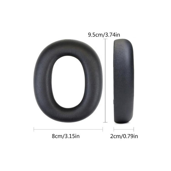 Cuscinetti auricolari di ricambio per Edifier W860NB Pro, WH950NB, Memory foam and Leather, Black, 1 paio