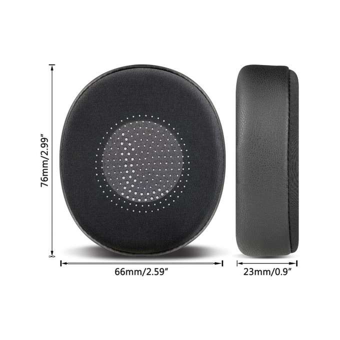 Cuscinetti auricolari di ricambio per Jabra Evolve2 40, 65 UC/MS, Elite 45h, Memory foam and PU leather + Textile, Black, Cooling Gel, 1 paio