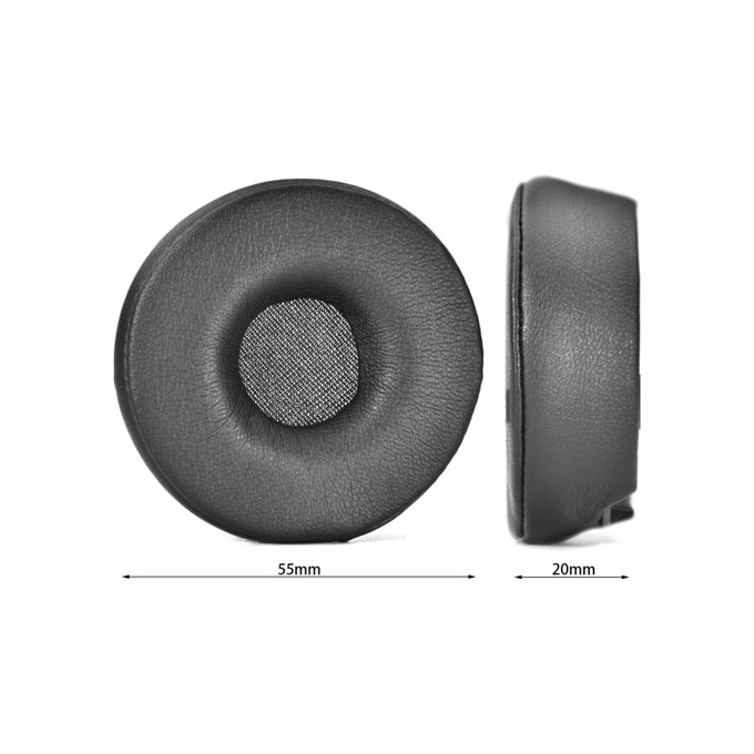 Cuscinetti auricolari di ricambio per Jabra Engage 55, 65, 75 (Stereo), Memory foam and Leather, Black, 1 paio