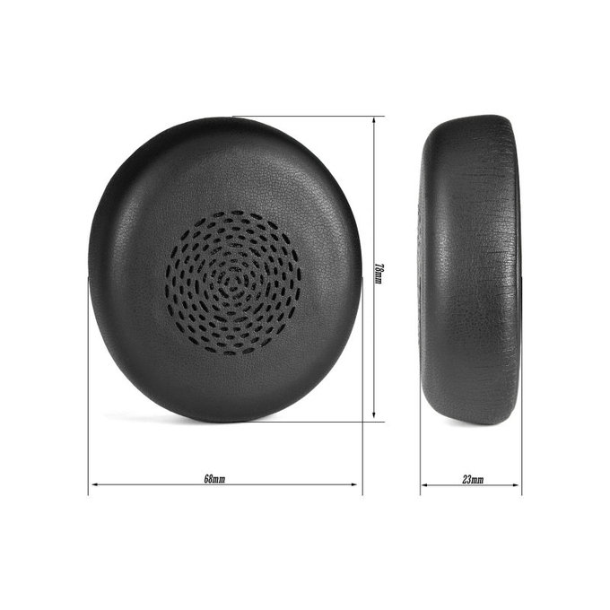 Cuscinetti auricolari di ricambio per Jabra Evolve 2 75 UC/MS, Memory foam and PU leather, Black, 1 paio