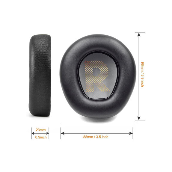 Cuscinetti auricolari di ricambio per JBL Quantum One, Memory foam and PU leather, Black, 1 paio