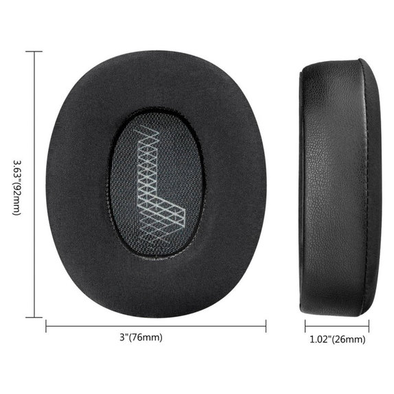 Cuscinetti auricolari di ricambio per JBL Live 650, 660, E65, Memory foam, Leather and Textile, Black, Cooling Gel, 1 paio