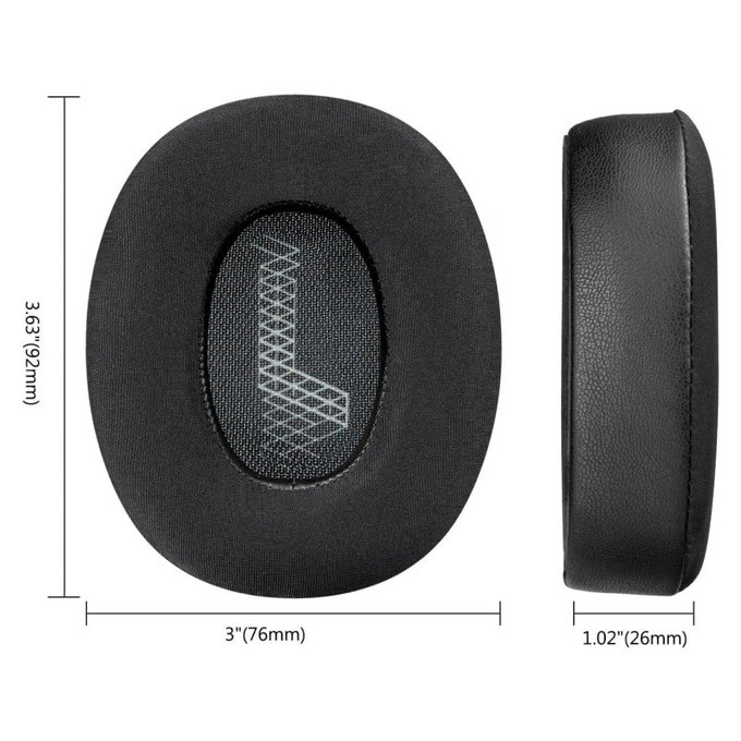 Cuscinetti auricolari di ricambio per JBL Live 650, 660, E65, Memory foam, Leather and Textile, Black, Cooling Gel, 1 paio