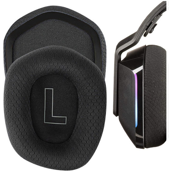 Cuscinetti auricolari di ricambio per Logitech G335, G733, Memory foam and Textile, Black, 1 paio