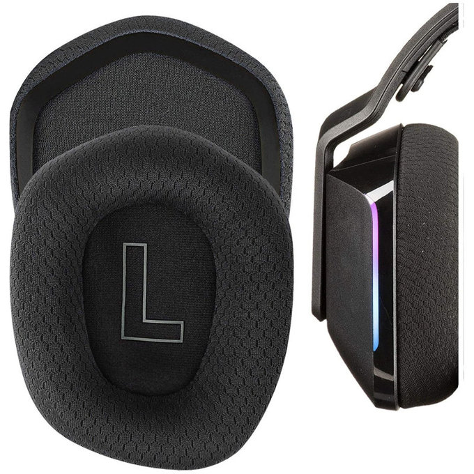 Cuscinetti auricolari di ricambio per Logitech G335, G733, Memory foam and Textile, Black, 1 paio