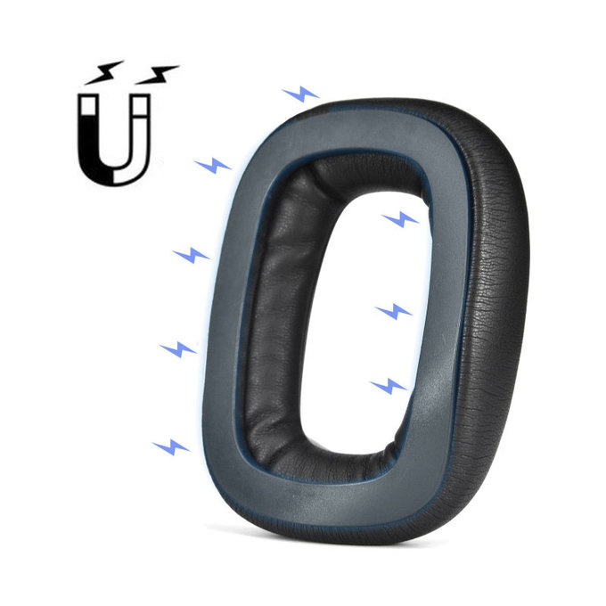 Cuscinetti auricolari di ricambio con magnete per Logitech Astro A30, Memory foam and PU leather, Black, 1 paio