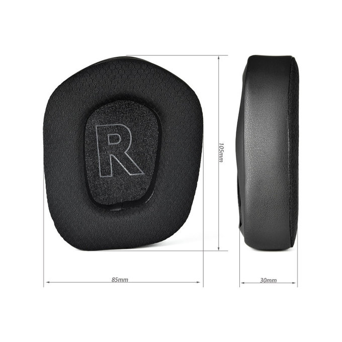 Cuscinetti auricolari di ricambio per Logitech G733, Memory foam, Textile and Leather, Black, Cooling Gel, 1 paio