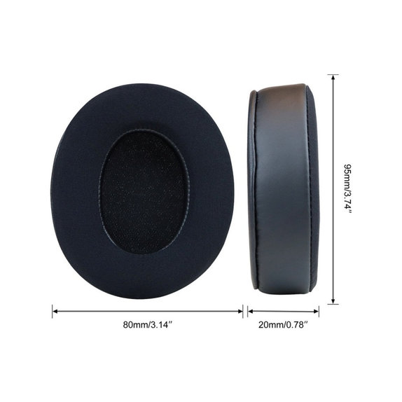 Cuscinetti auricolari di ricambio per Beats Studio Pro, Memory foam, Textile and Leather, Black, Cooling Gel, 1 paio
