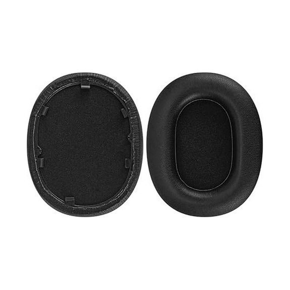 Cuscinetti auricolari di ricambio per Sony WH-1000XM5, Memory foam and Leather, Black, 1 paio