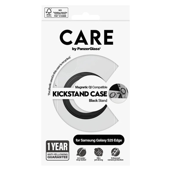 Custodia Kickstand per Samsung Galaxy S25 Edge, Nero, PanzerGlass