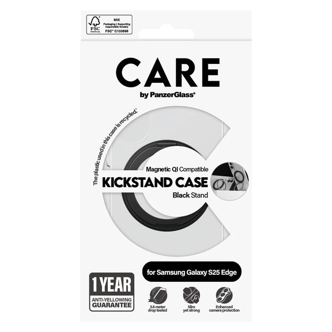Custodia Kickstand per Samsung Galaxy S25 Edge, Nero, PanzerGlass