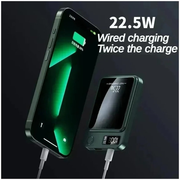 Power Bank MagSafe 5000mAh con display LED, Black, FixPremium