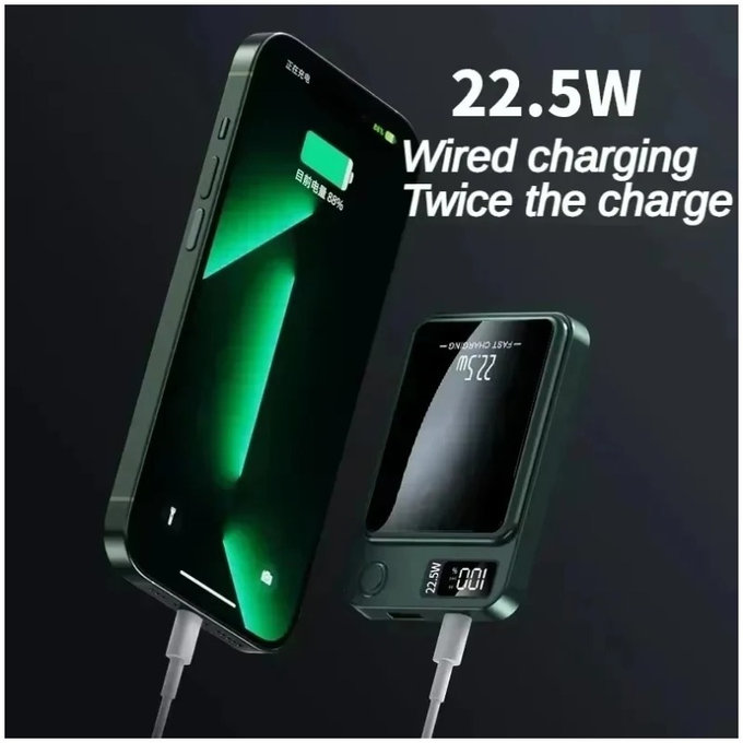 Power Bank MagSafe 5000mAh con display LED, Black, FixPremium