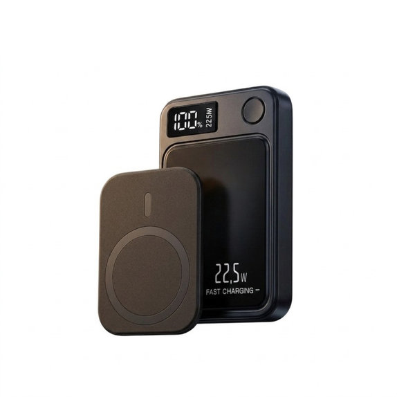 Power Bank MagSafe 5000mAh con display LED, Black, FixPremium
